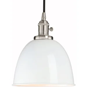 Lampa wisząca Phansthy półokrągła biała metalowa vintage loft styl nowoczesny