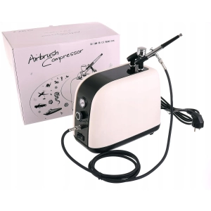Cichy Kompresor Modelarski HS-386 Auto Stop Wentylator Filtr Aerograf 0,3mm