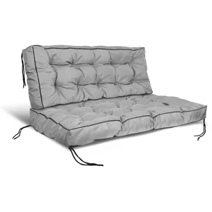 Zestaw Poduszka ogrodowa z wysokim bokiem 120/80 cm + 120/40 cm na ławkę palety wodoodporna szara