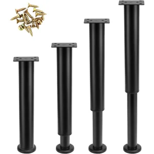 Nóżki meblowe QWORK regulowane 25-42 cm czarne 4 szt. POWYSTAWOWY