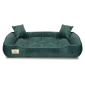 Legowisko dla psa kojec 100x75 cm welur ciemnozielony