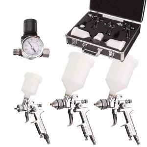 Pistolet Lakierniczy AUARITA HVLP 3x Dysza 0,8 1,4 1,7 mm Reduktor Walizka