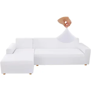 Pokrowiec na sofę L elastyczny spandex Jaotto 2-częściowy 2-osobowy biały