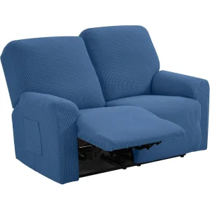 Pokrowiec na fotel 2-osobowy elastyczny na sofę TIANSHU TS0051-11UK denim niebieski