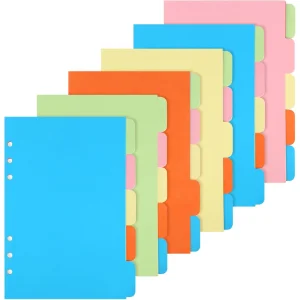 Przekładki do segregatora A5 30 arkuszy 6 zestawów 5 kolorów 6 otworów 21x15cm