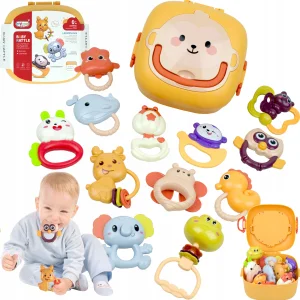 GRZECHOTKI I GRYZAKI ZWIERZĄTKA ZESTAW DLA NIEMOWLĄT 12 SZTUK W PUDEŁKU