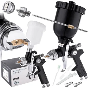 Pistolet Lakierniczy Zestaw 3x Dysza 0,8 1,4 1,7 HVLP do Malowania BLACK