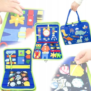 LT520 TABLICA MANIPULACYJNA DINOZAUR MONTESSORI KSIĄŻKA 3D SENSORYCZNA