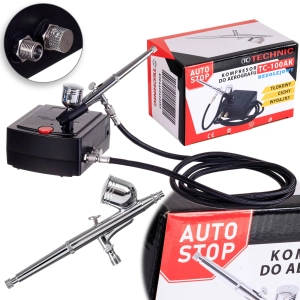 Cichy Kompresor do Aerografu Aerograf Wąż AUTO STOP Regulacja Sprężarka