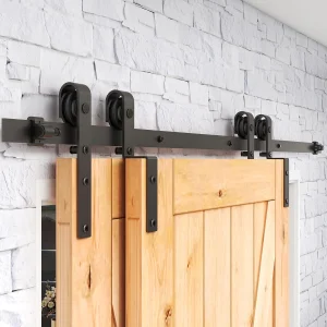 System drzwi przesuwnych Bypass 183cm komplet do 2 drzwi drewnianych czarny kształt J