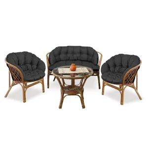 Zestaw ogrodowy 2x122x40cm + 190x40cm na krzesło kanapę huśtawkę meble rattanowe wodoodporny czarny