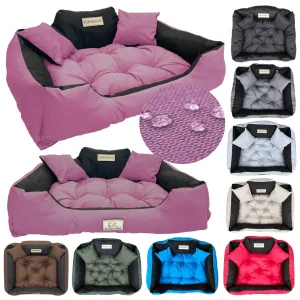 Legowisko dla psa kojec KINGDOG 55x45 cm personalizowane wodoodporne różowe