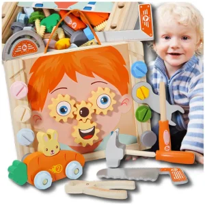 Drewniany Warsztat dla Dzieci Narzędzia zestaw majsterkowicza skrzynka