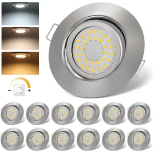 Reflektory LED wpuszczane cloksh 5W IP44 regulowane 12 szt. do łazienki i kuchni