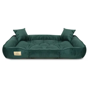 Legowisko dla psa kojec 115x95 cm welur ciemnozielony