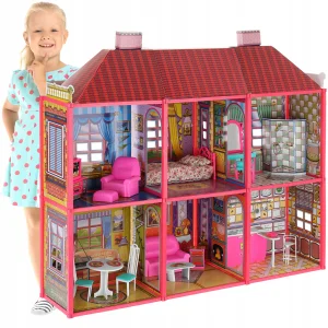DOMEK DLA LALEK XXL KREATYWNA VILLA Z MEBELKAMI DO ZŁOŻENIA DOM