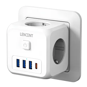 Listwa ścienna LENCENT 7 w 1 EU Plug, PD35W 3AC 3U1C listwa zasilająca z USB