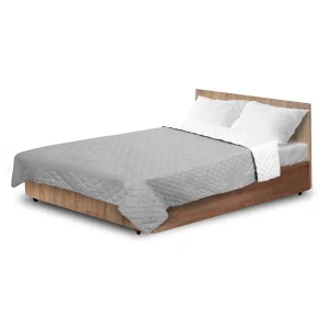 Narzuta na łóżko pikowana ultradźwiękowo 160x200 cm szaro-biała