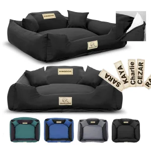 Legowisko dla psa kojec KINGDOG MM43 75x65 cm personalizowane rozbieralne antyslip czarne