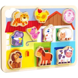 UKŁADANKA DREWNIANA FARMA PUZZLE DOPASUJ KSZTAŁTY UKŁADANKA DREWNIANA FARMA DSQXS-9127