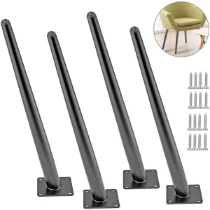UŻYWANE Nogi do mebli metalowe 4 szt. 60 cm czarne do stołu / łóżka / szafy WingFly