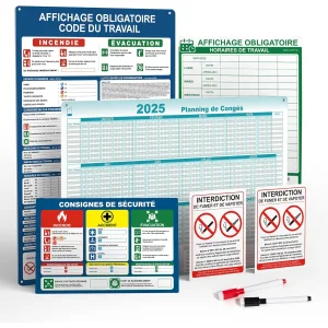 Tablice informacyjne obowiązkowe PVC zmywalne 8szt zestaw montażowy