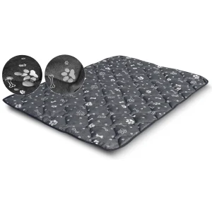 Legowisko dla psa mata 80x60 cm wodoodporne kości srebrne