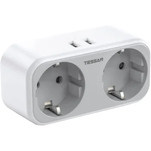 Adapter TESSAN TS-321-UK Wtyczka, 4 w 1 Wtyczka UK, z 2 gniazdami i 2 USB