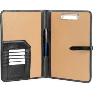 Teczka skórzana z klipem Noda A4 luksusowa konferencyjna czarna