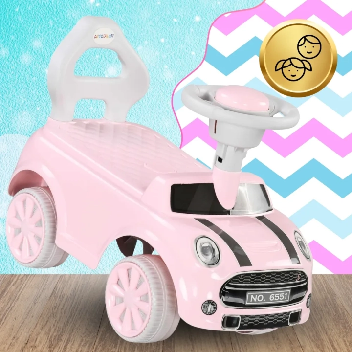 JEŹDZIK MINI COOPER CHODZIK PCHACZ KLAKSON RÓŻOWY DLA DZIECKA, DZIEWCZYNKI