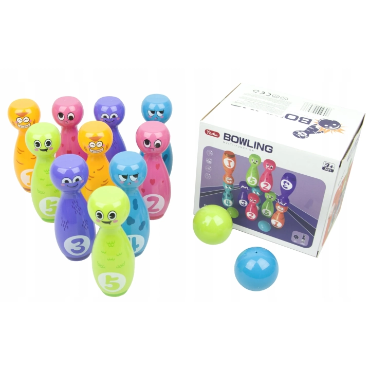 GRA ZRĘCZNOŚCIOWA W KRĘGLE ZESTAW DO GRY W KRĘGLE 10 KRĘGLI 2 KULE BOWLING