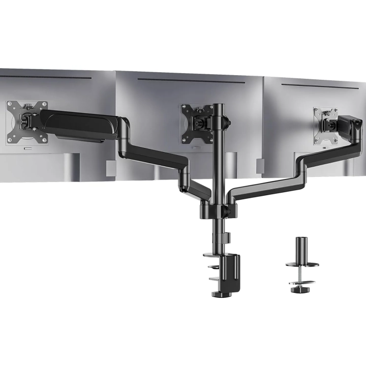 Uchwyt na 3 monitory WALI GSDM003, do 27", VESA 75/100 mm, czarny