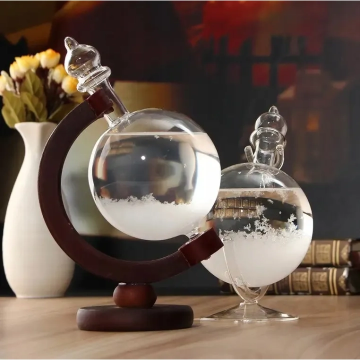 Barometr szklany Stormglass RESTEQ elegancki prognozator pogody z efektem krystalizacji