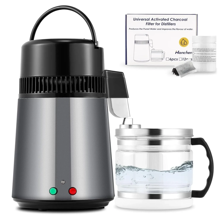 UŻYWANA Destylator wody Hanchen, stal nierdzewna 304, 750 W, 4 l, ciemnoszara
