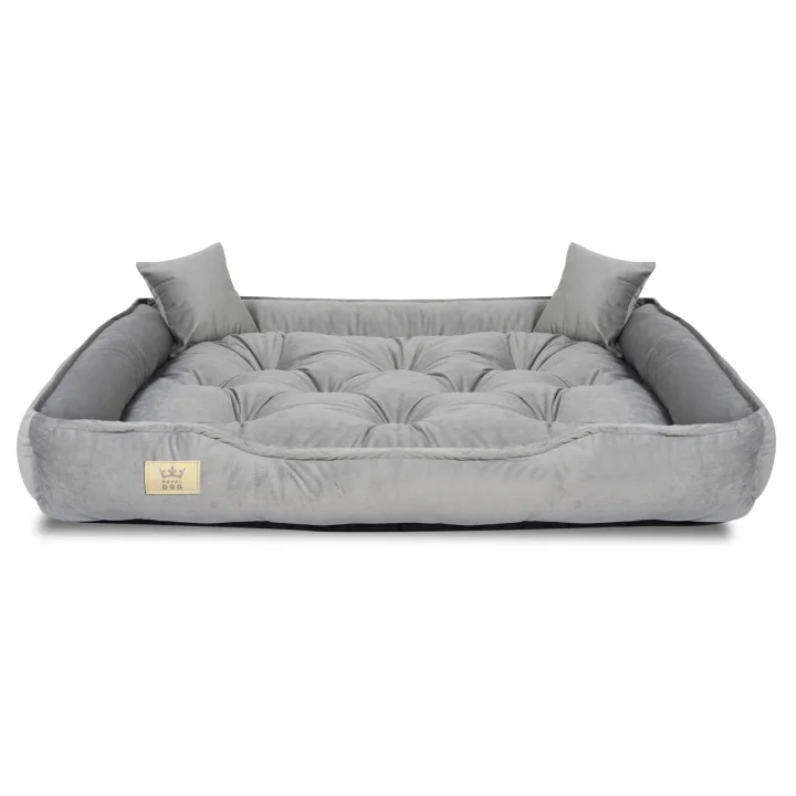 Legowisko dla psa kojec 130x105 cm welur szary