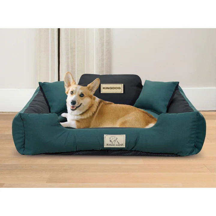 Legowisko dla psa kojec KINGDOG MM43 115x95 cm personalizowane rozbieralne antyslip zielone