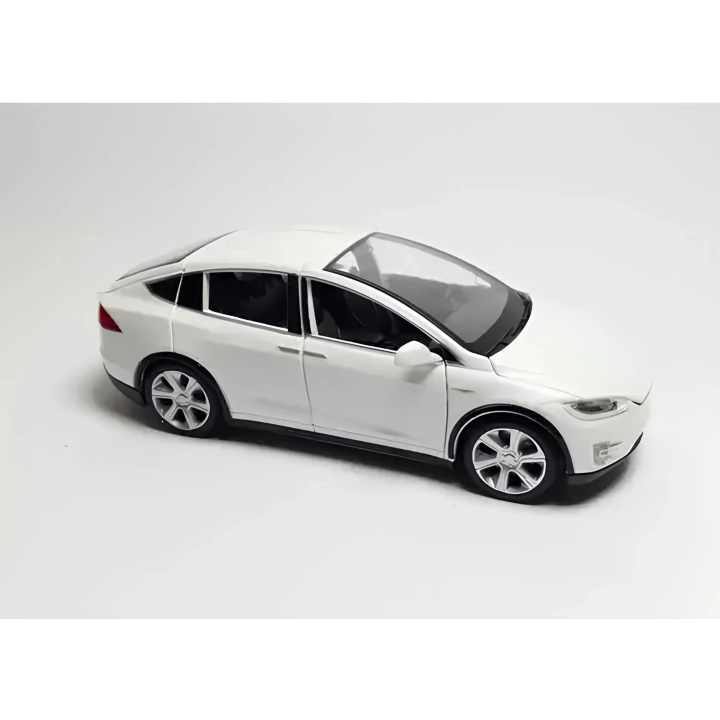 Model samochodu Tesla X90 1:32 biały miniatura elektrycznego auta z otwieranymi drzwiami