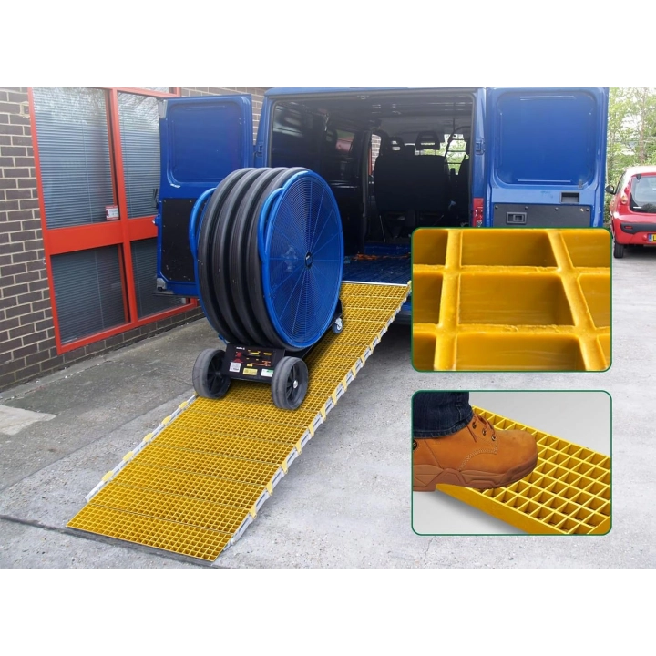 Stopnie schodowe przemysłowe z kraty FRP 240×1000×38 mm odporne na korozję