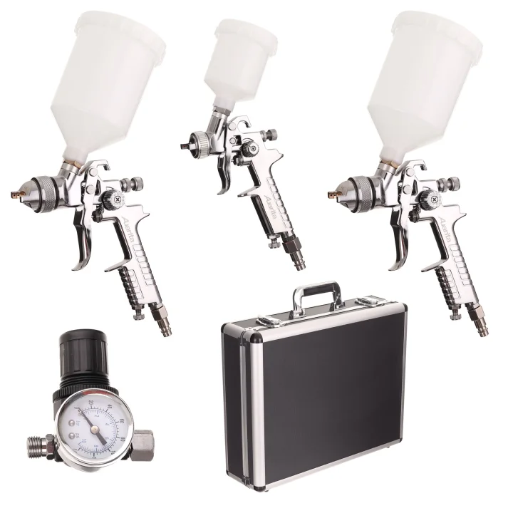 Pistolet Lakierniczy AUARITA HVLP 3x Dysza 0,8 1,4 1,7 mm Reduktor Walizka