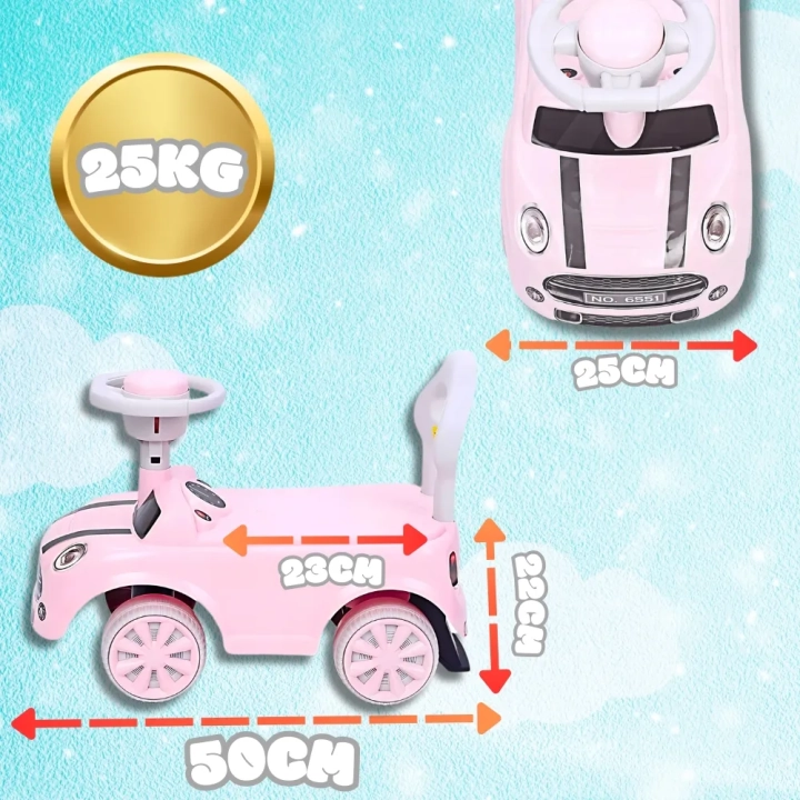 JEŹDZIK MINI COOPER CHODZIK PCHACZ KLAKSON RÓŻOWY DLA DZIECKA, DZIEWCZYNKI
