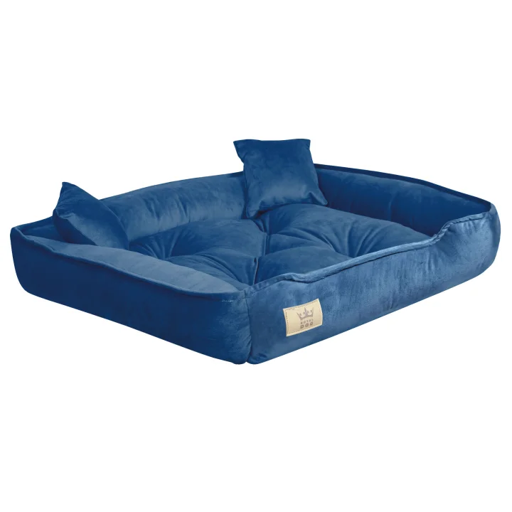 Legowisko dla psa kojec 100x75 cm welur niebieskie