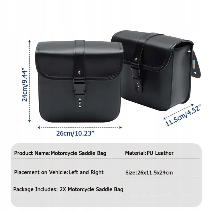 Torba motocyklowa 24х26х11 cm Czarna duża 2 szt wodoodporna sakwa boczna na motor lub skuter