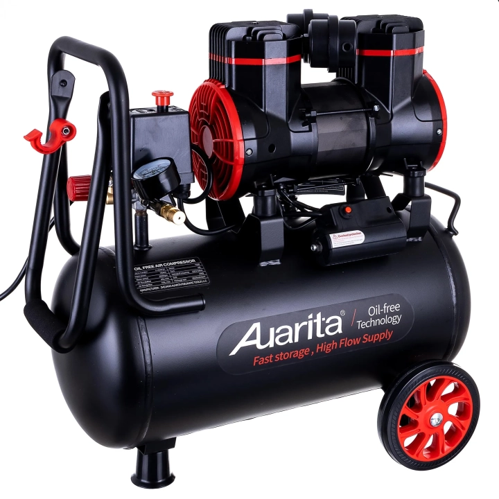 Kompresor bezolejowy Auarita 24L 2-tłokowy 1450W 8 bar - mobilny