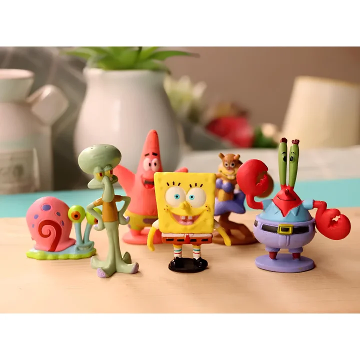 Zestaw figurek SpongeBob Kanciastoporty 6 szt. postacie z bajki SpongeBob do zabawy i kolekcji wysokiej jakości wykonanie