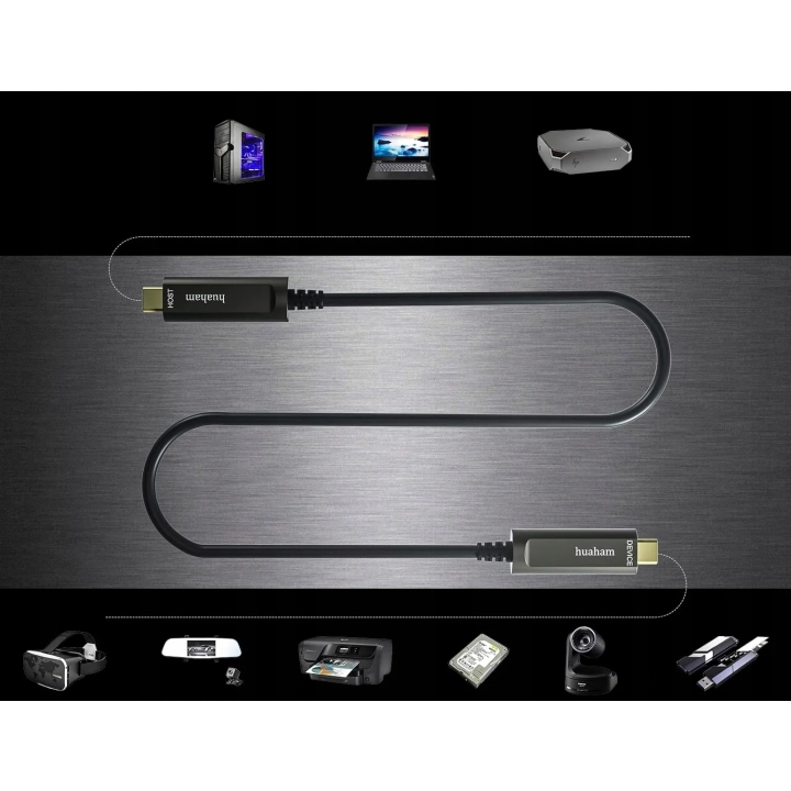 Kabel światłowodowy Huaham USB C do USB C USB 3.1, 10 Gb/s, do 50 stóp 15m