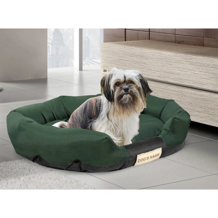 Legowisko dla psa 100x75 cm personalizowane wodoodporne zielone