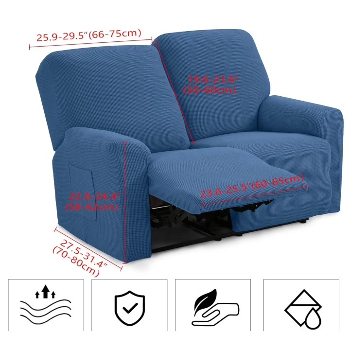 Pokrowiec na fotel 2-osobowy elastyczny na sofę TIANSHU TS0051-11UK denim niebieski