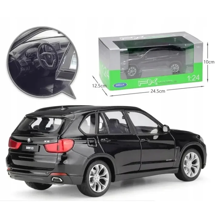 Model BMW X5 w skali 1:24 czarna kolekcjonerska miniatura luksusowego SUV-a
