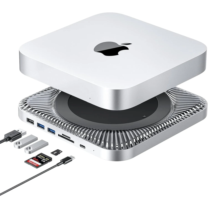 Hub USB-C z obudową dysku twardego dla Mac Mini M1 rozszerzenie portów i miejsce na dysk SSD, idealne dopasowanie do Mac Mini