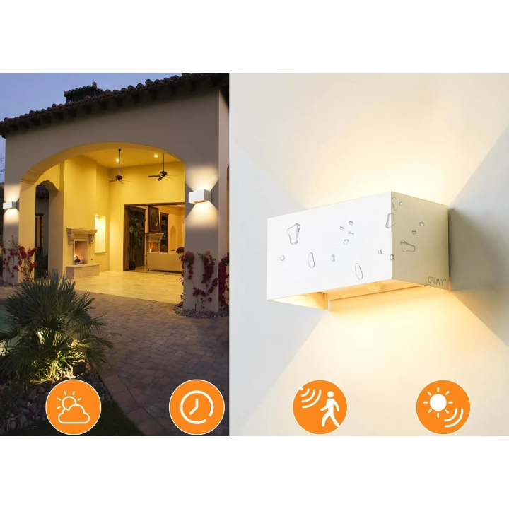 Lampa zewnętrzna LED CELAVY 2 szt. z czujnikiem ruchu IP65 ścienna biała